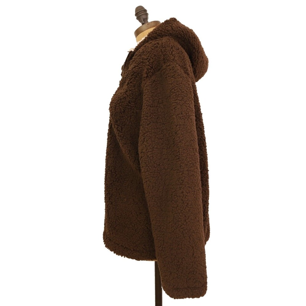 Nordstrom Forgotten Grace Wubby Sweater S Half Zip Hoodie Sherpa Brown NEW B95 - Picture 5 of 5